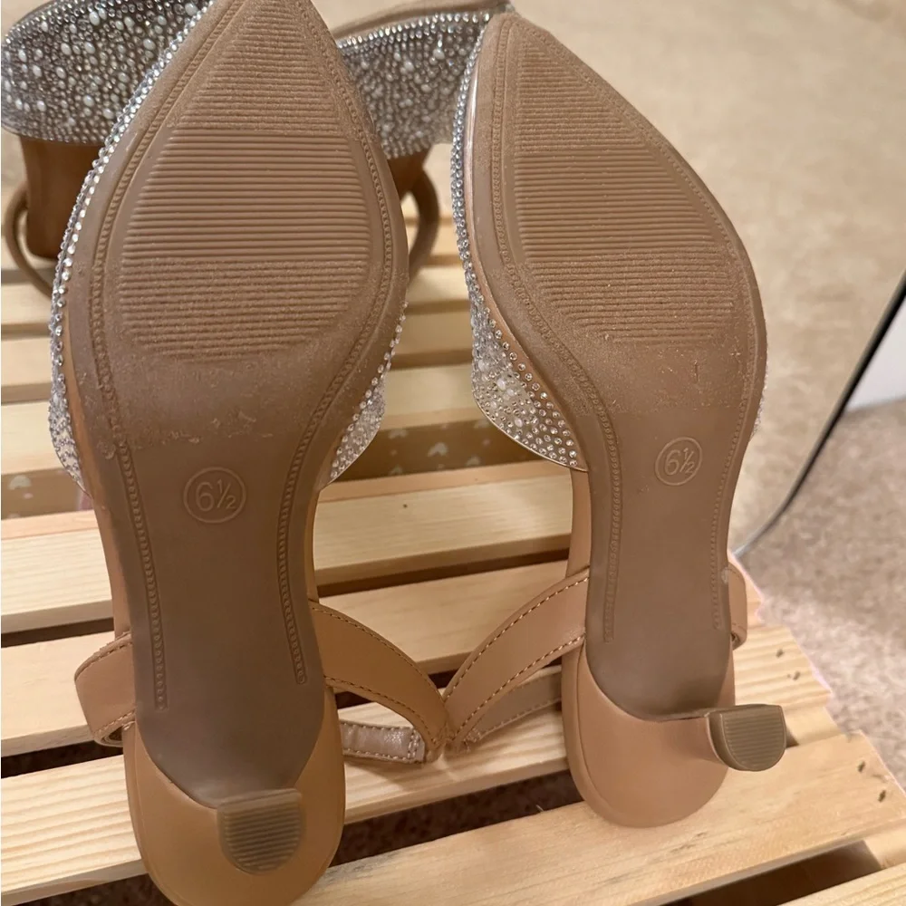 a .new day - Women’s size 6.5 Elegant Beige Rhinestone Slingback Heels - Picture 4 of 5